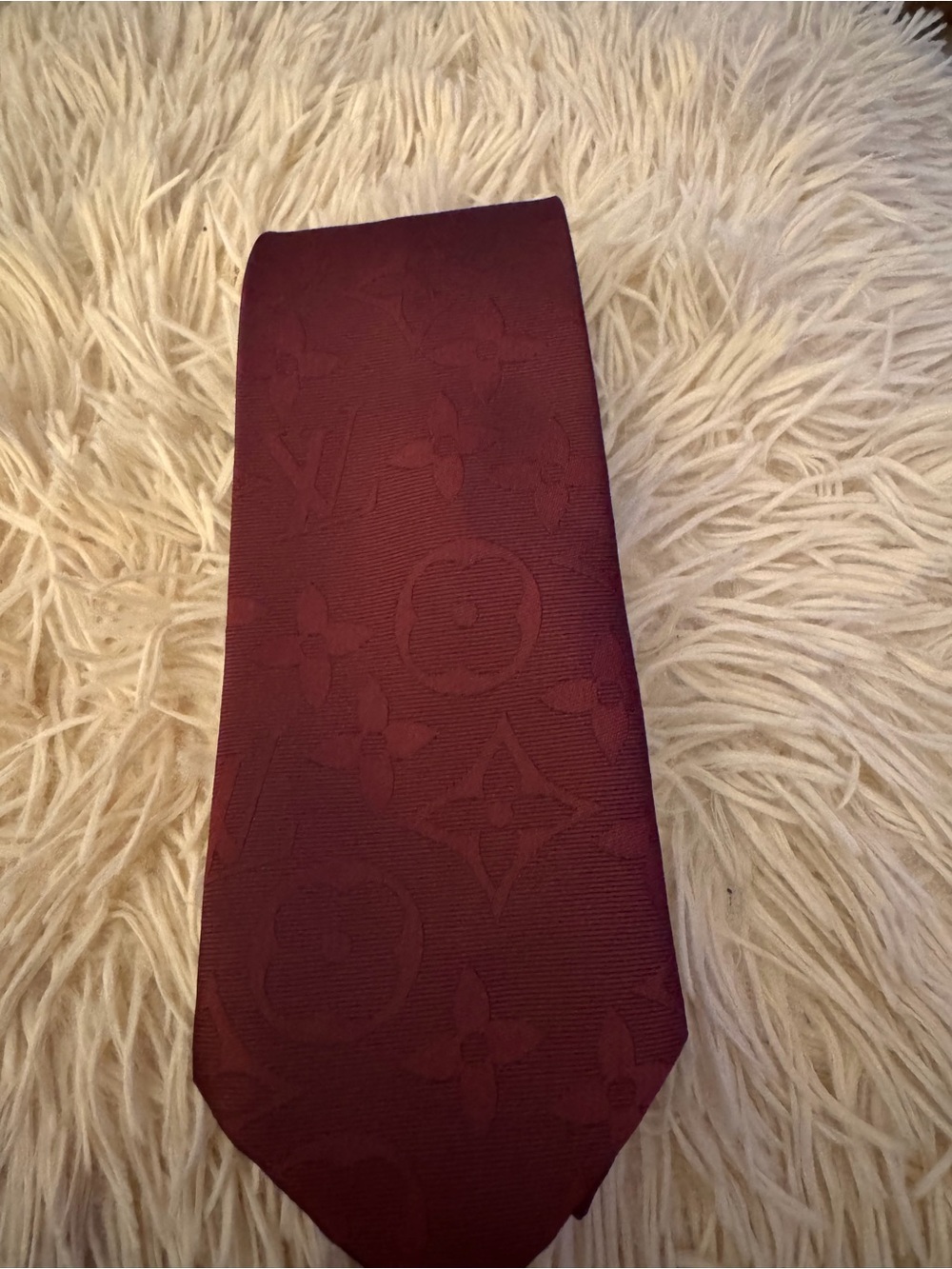Louis Vuitton Men's Burgundy Monogram Jacquard Tie